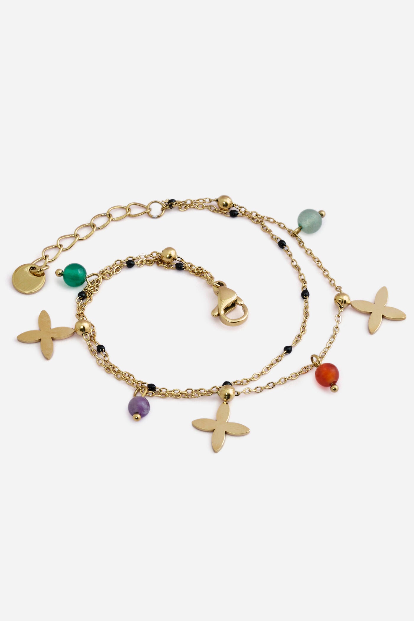 Flora Charm Multicolor Beaded Anklet