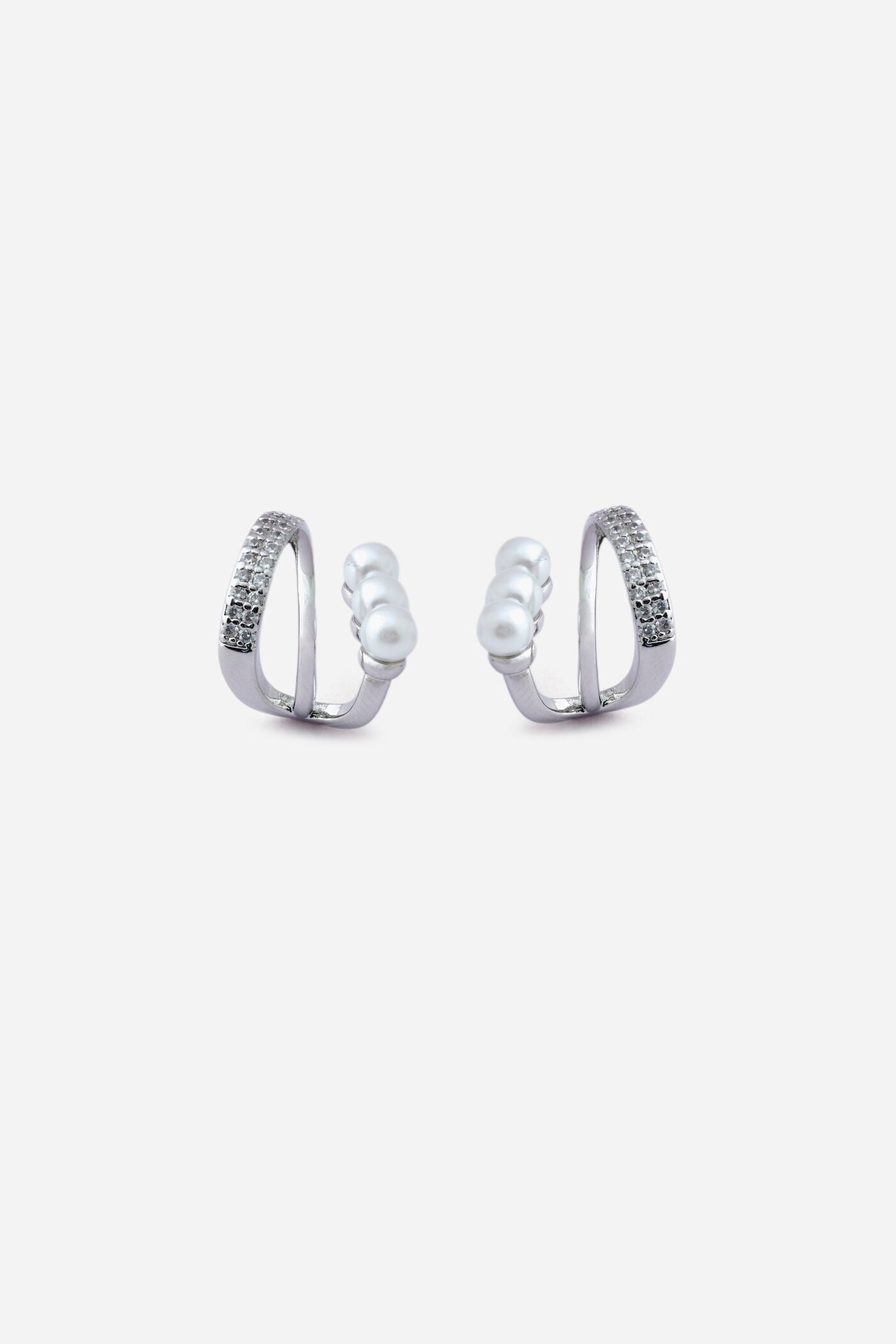 Celeste Pearl & Crystal Double Hoop Earrings