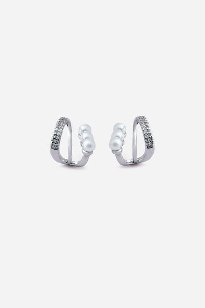 Celeste Pearl & Crystal Double Hoop Earrings