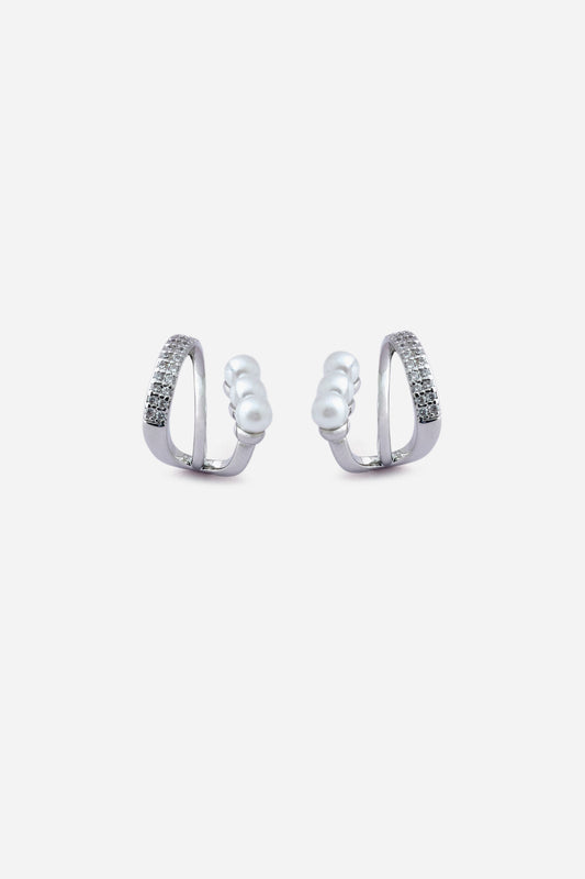Celeste Pearl & Crystal Double Hoop Earrings