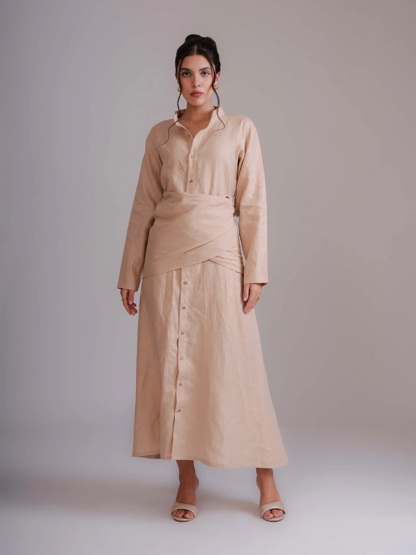 Stand Collar Long Dress