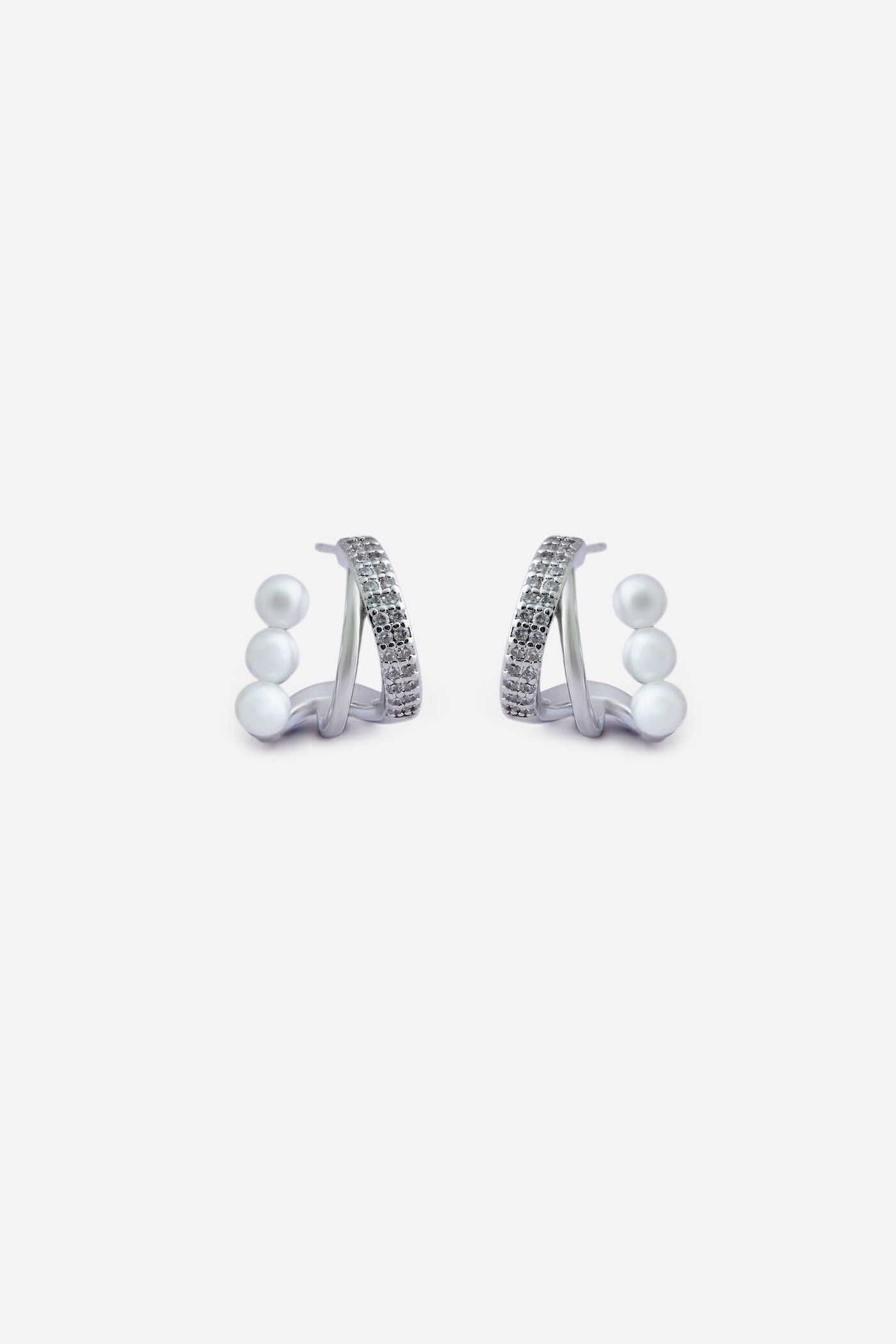 Celeste Pearl & Crystal Double Hoop Earrings
