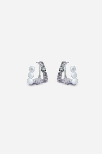 Celeste Pearl & Crystal Double Hoop Earrings