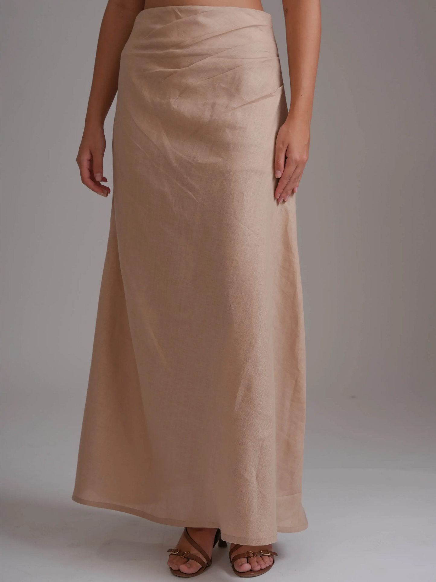 Linen Blend Long Skirt