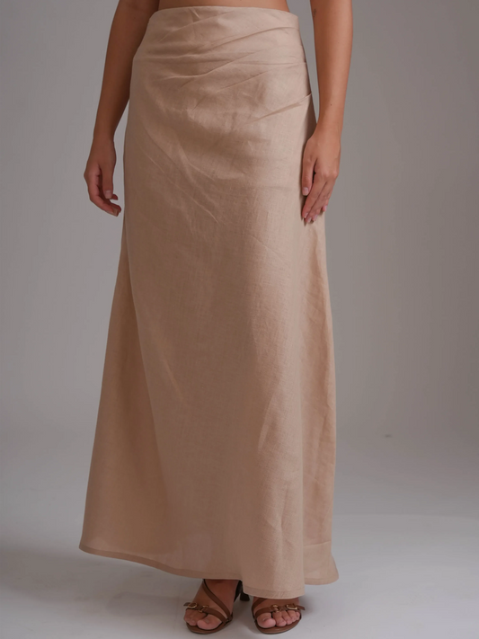 Linen Blend Long Skirt