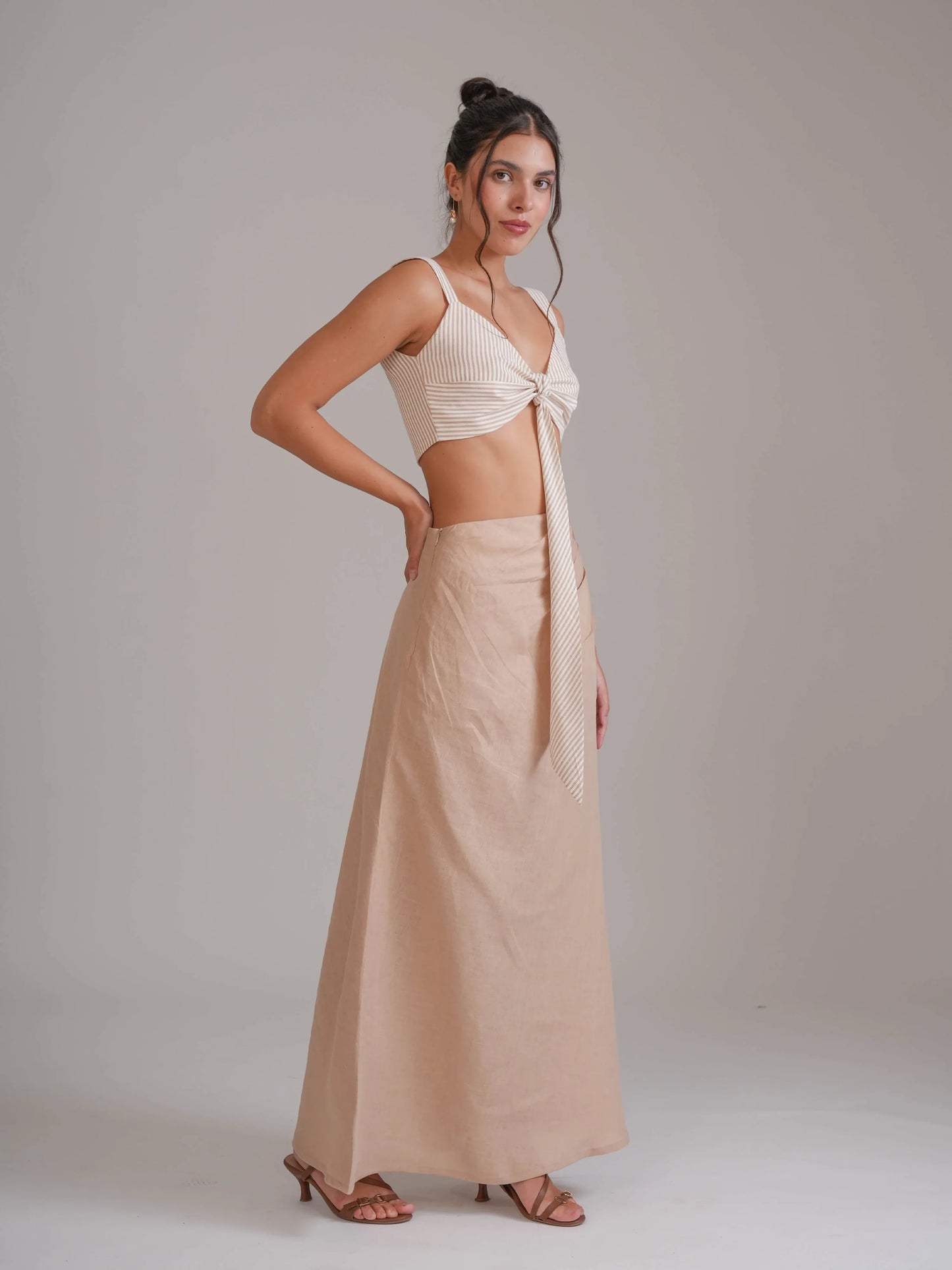 Linen Blend Long Skirt